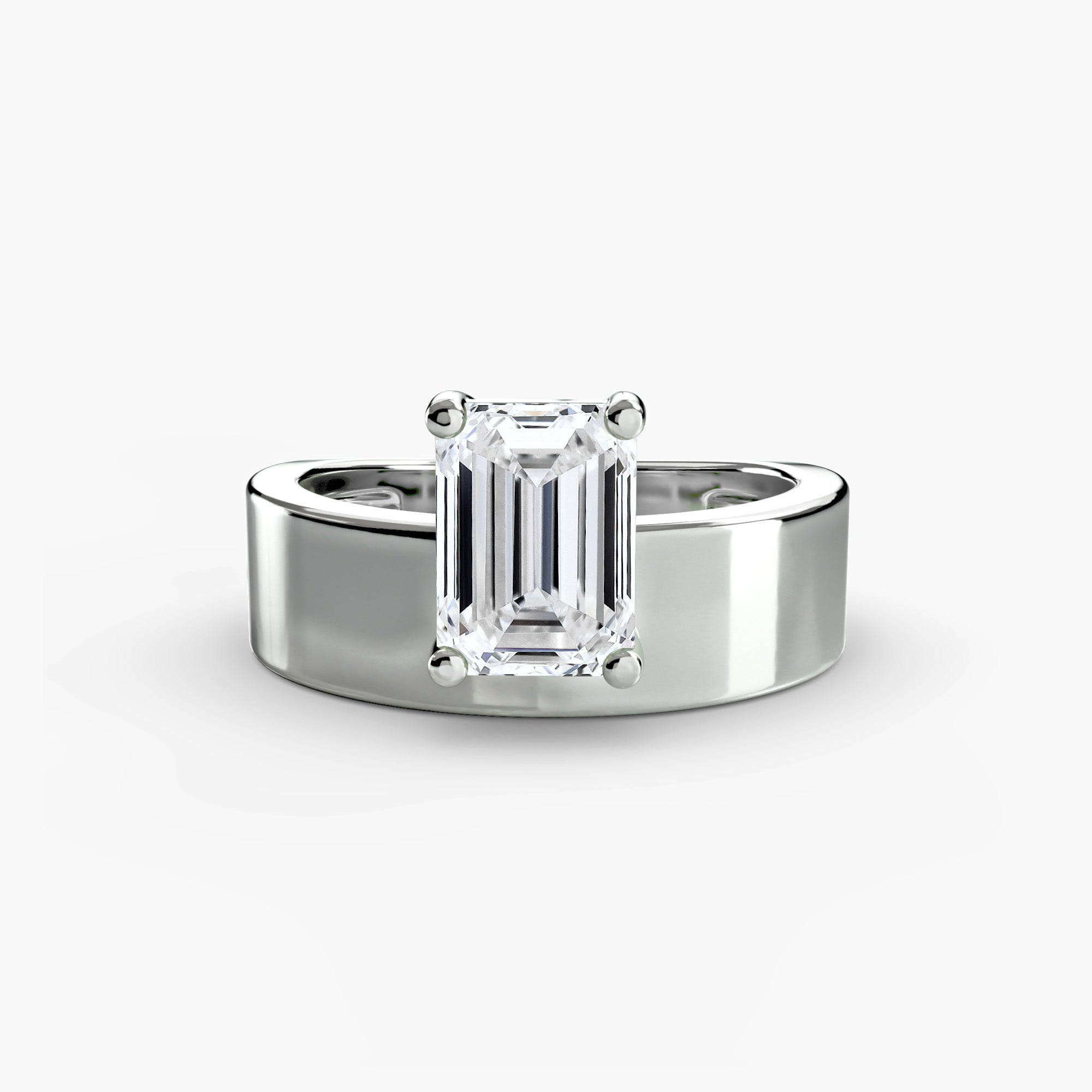 Emerald Wide Band Solitaire