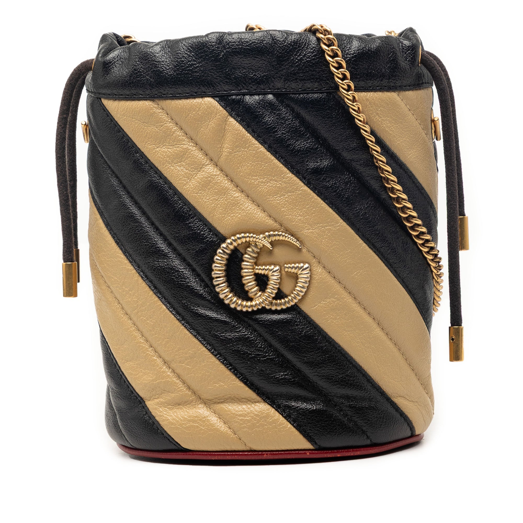 Mini GG Marmont Matelasse Diagonal Leather Torchon Bucket Bag