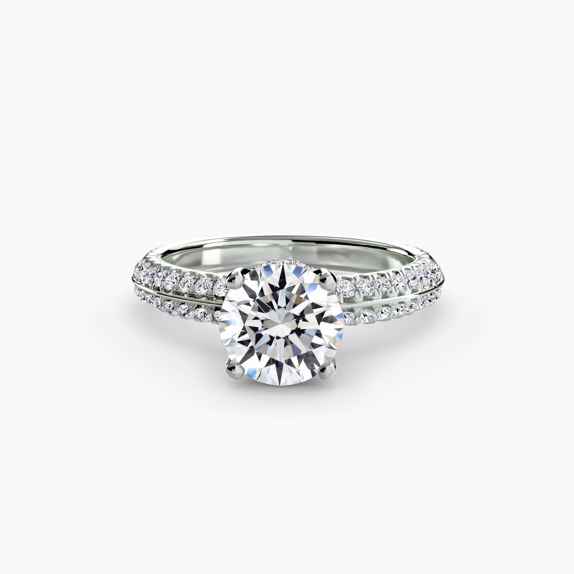 Double Pavé Hidden Halo Solitaire