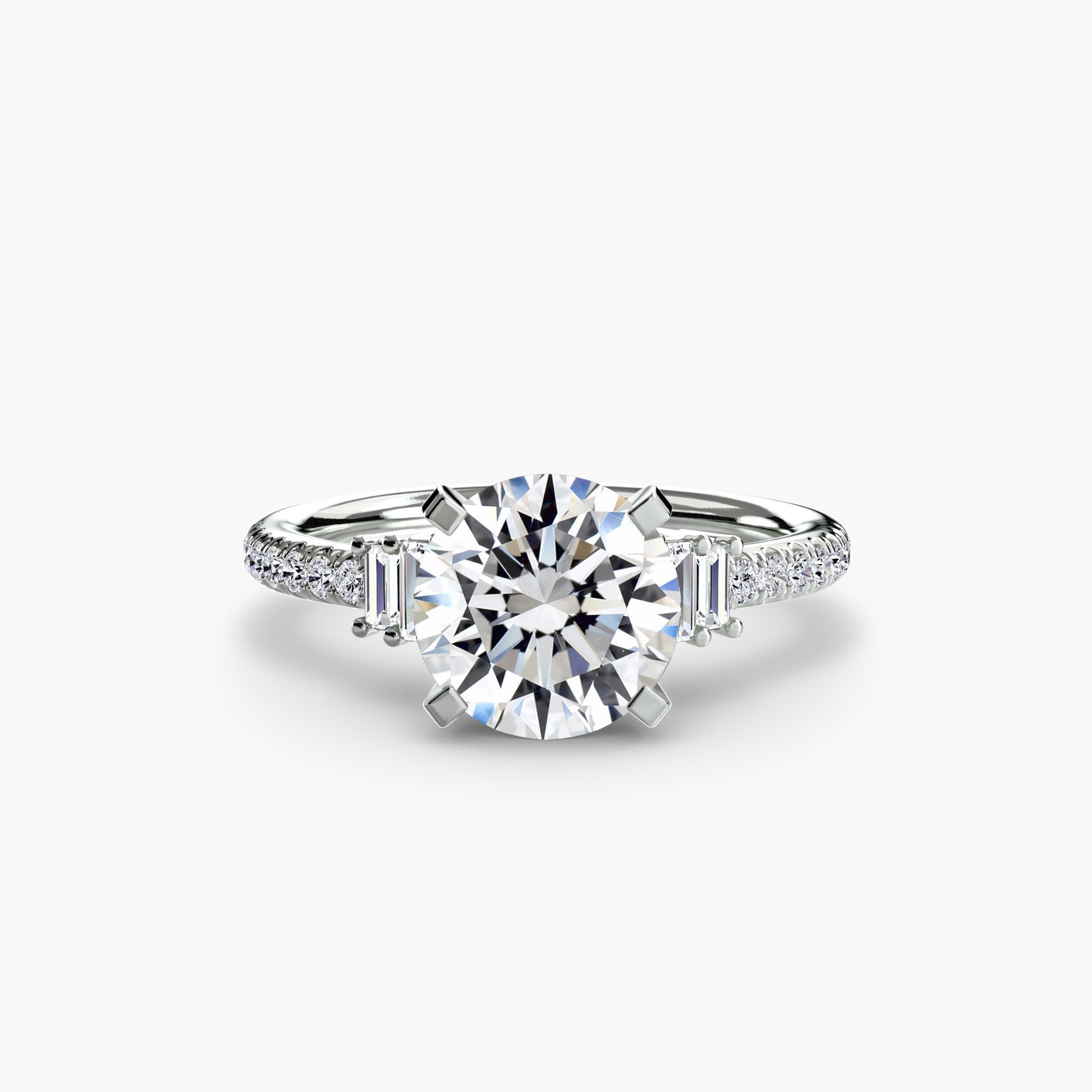 Baguette Accent Pavé Solitaire