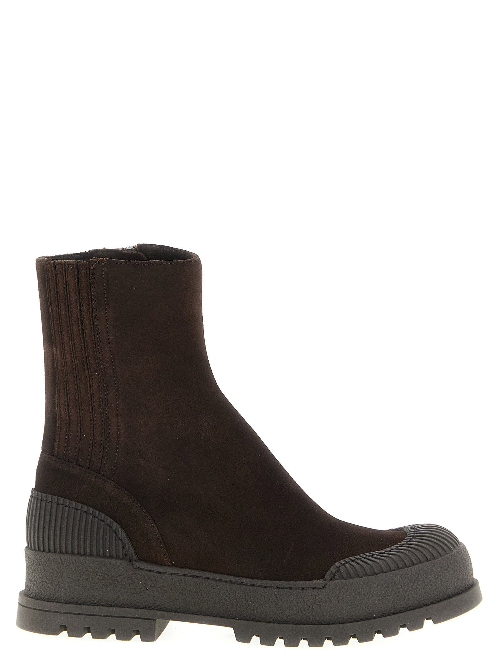 Aquazzura Suede Rugged Boot — Brown
