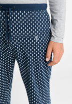 Pantalón Pijama Hombre Largo Algodón Punto Cuadros - Azul 8509_36