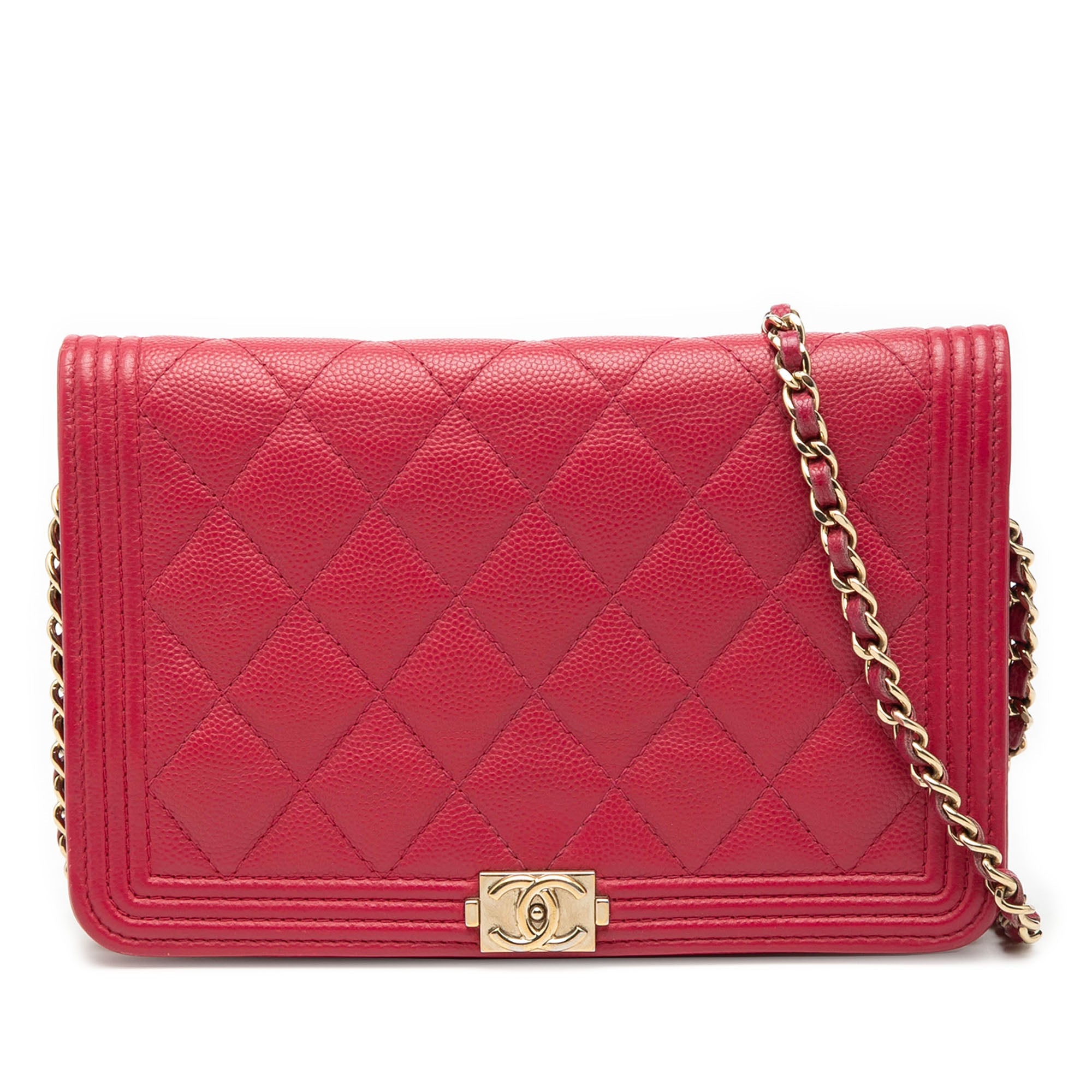 Quilted Caviar Boy Wallet on Chain