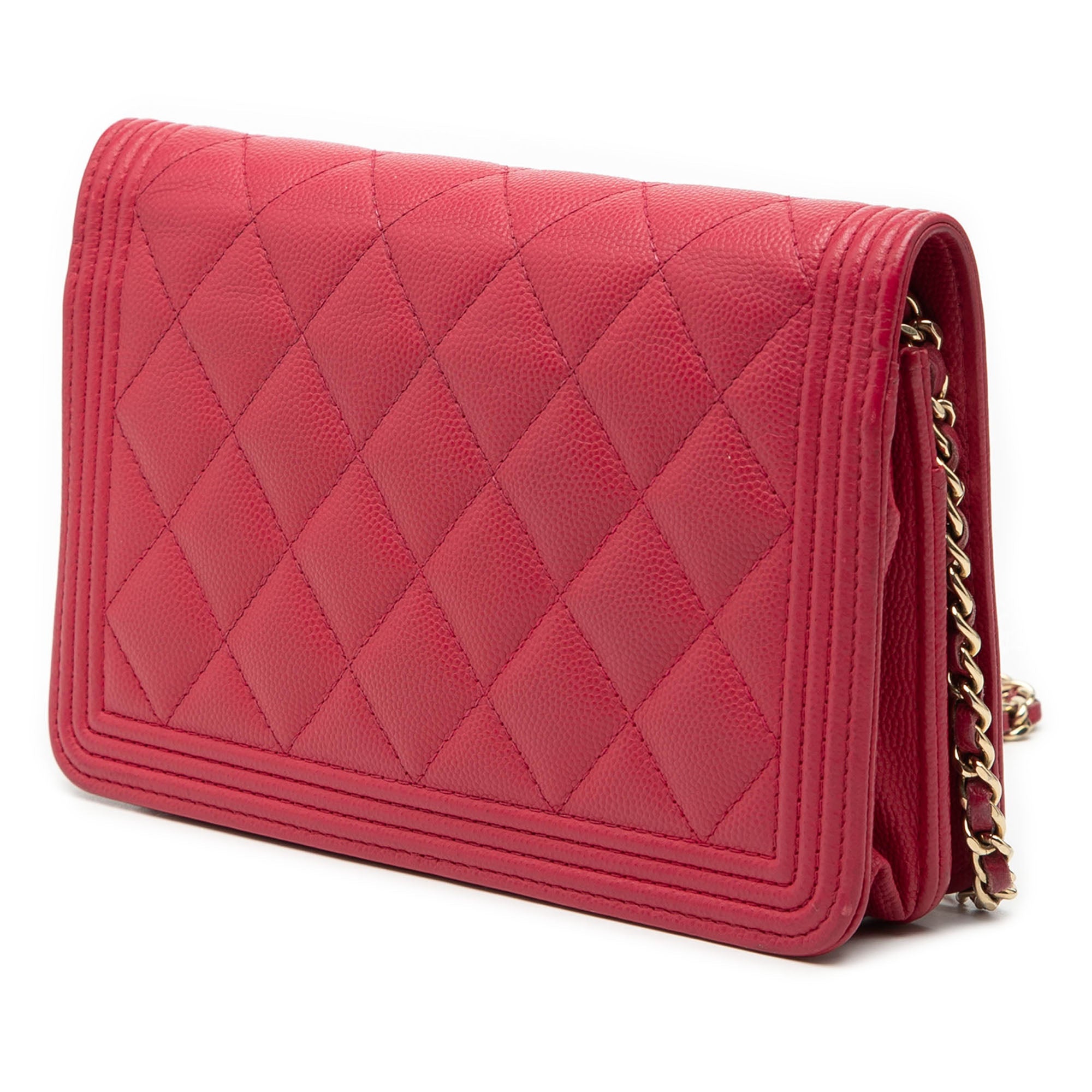 Quilted Caviar Boy Wallet on Chain