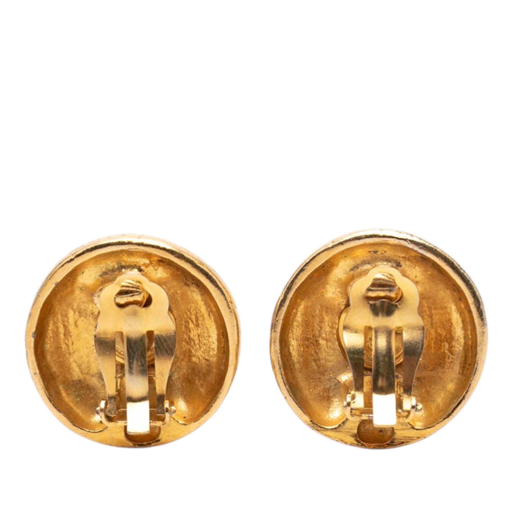 Gold Plated Logo Lettering Clip On Earrings