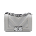 Small Chevron Stitched Calfskin Boy Flap