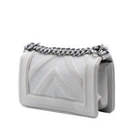 Small Chevron Stitched Calfskin Boy Flap