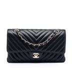 Medium Classic Chevron Lambskin Double Flap