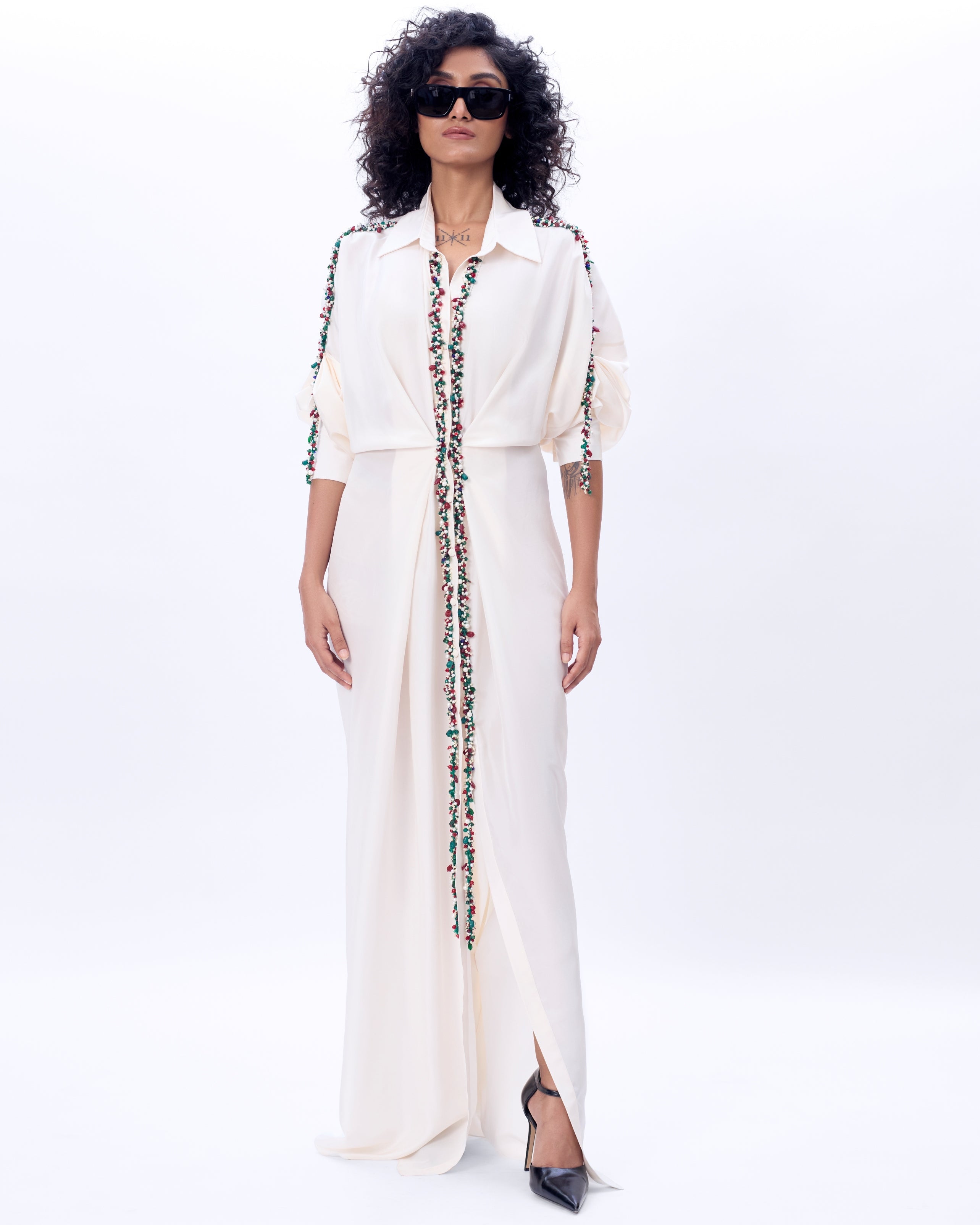 Ivory Eve Dress With Embroidery By KYNAH, Luxury Indian Fashion & Bridal Wear