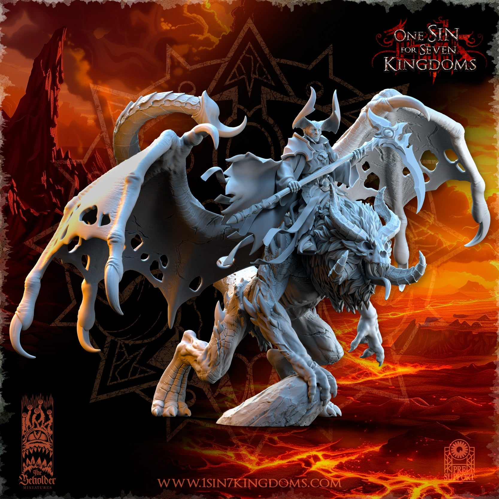 Sorcerer on Undead Manticore, The Beholder Miniatures