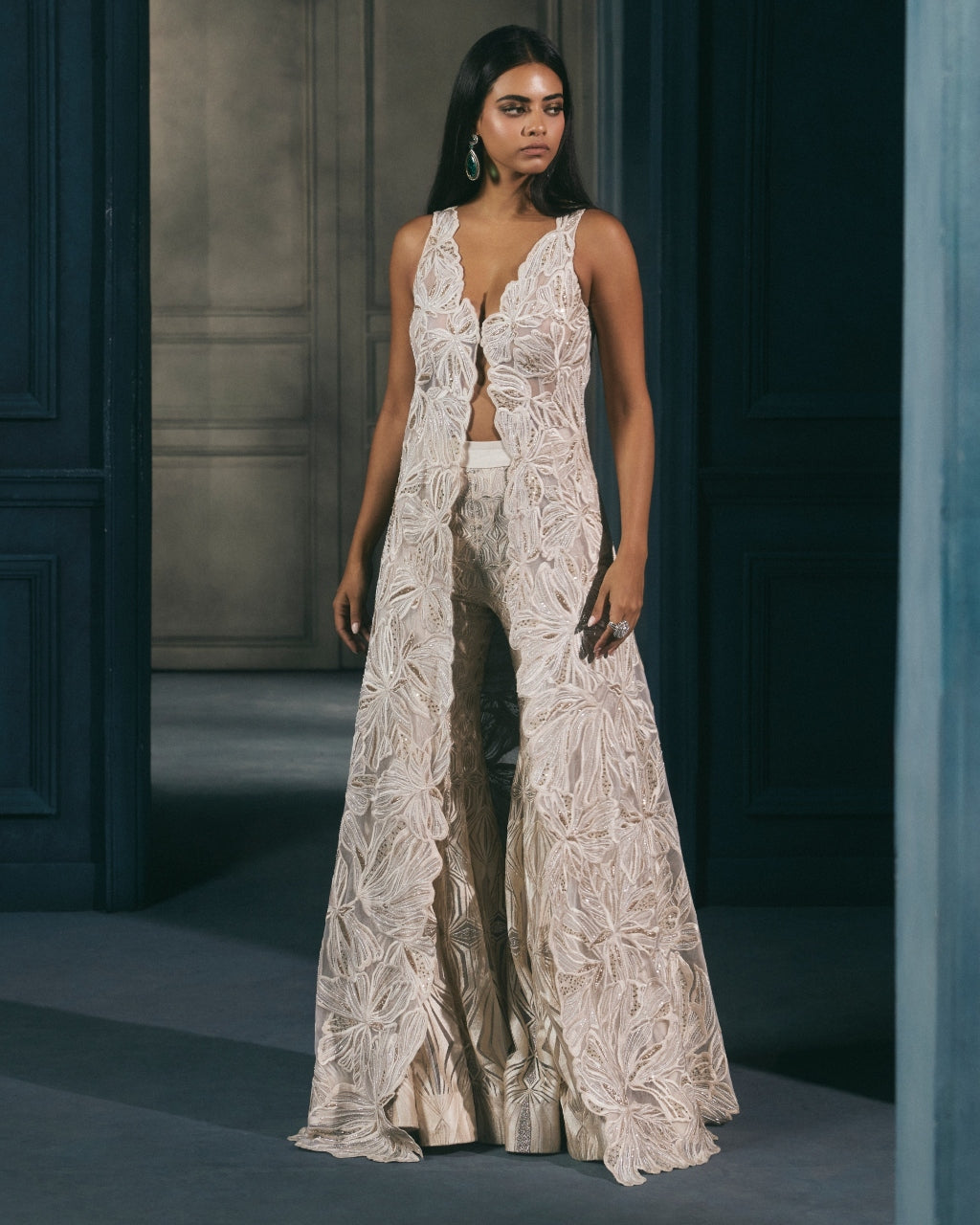 Mangolia Long Jacket Set By KYNAH, Luxury Indian Fashion & Bridal Wear