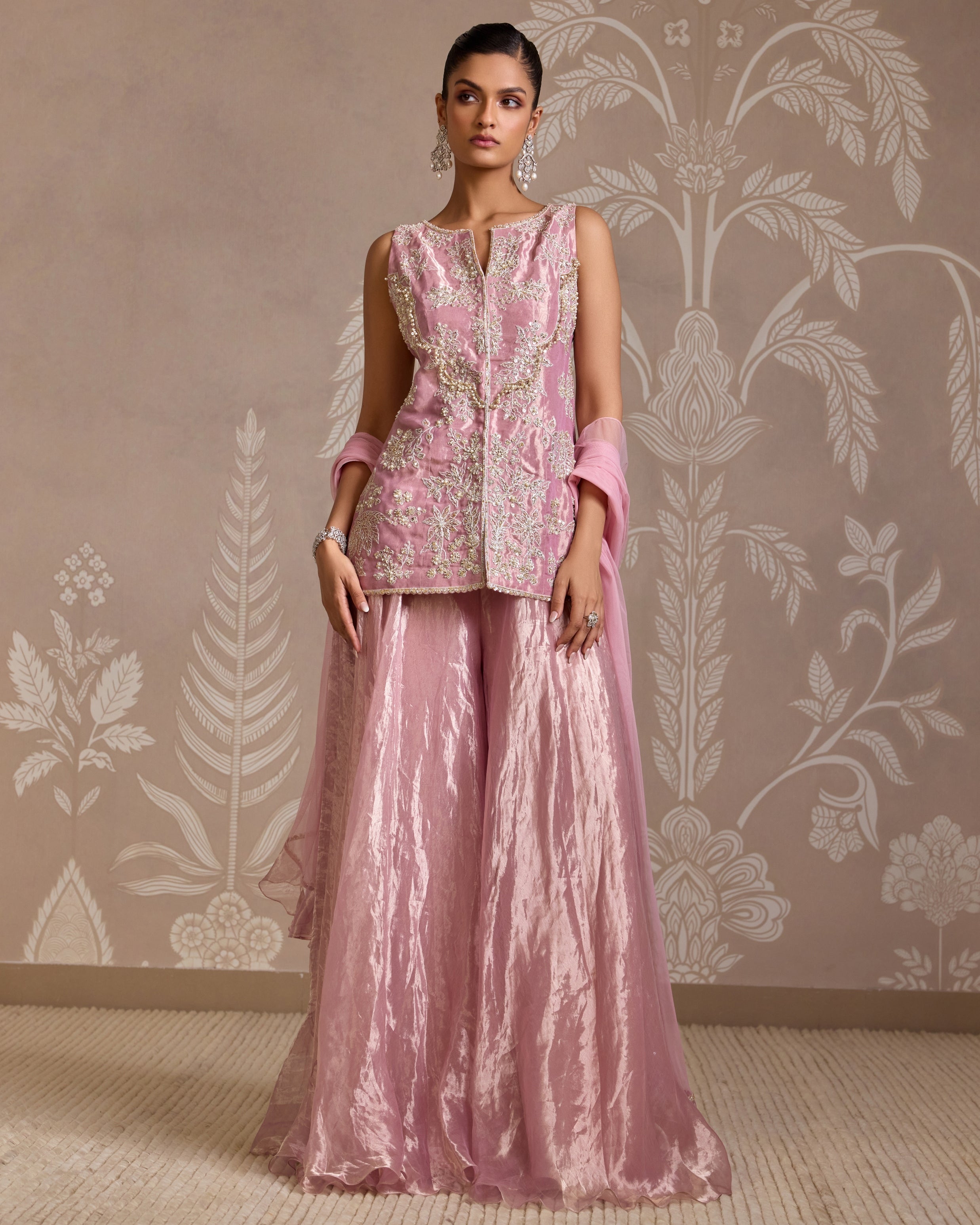 Lilac Gold Furl Sharara Set By KYNAH, Luxury Indian Fashion & Bridal Wear
