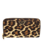 Pony Hair Leopard Print Zip Around Wallet
