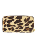 Pony Hair Leopard Print Zip Around Wallet
