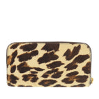 Pony Hair Leopard Print Zip Around Wallet