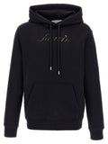 Lanvin Logo-Embroidered Fleece Hoodie — Black