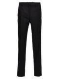 Lanvin Satin-Trimmed Wool Trousers — Black