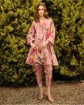 Dusky Pink Floral Print Kurta Set By KYNAH, Luxury Indian Fashion & Bridal Wear