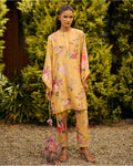 Yellow Floral Print Kurta Set By KYNAH, Luxury Indian Fashion & Bridal Wear