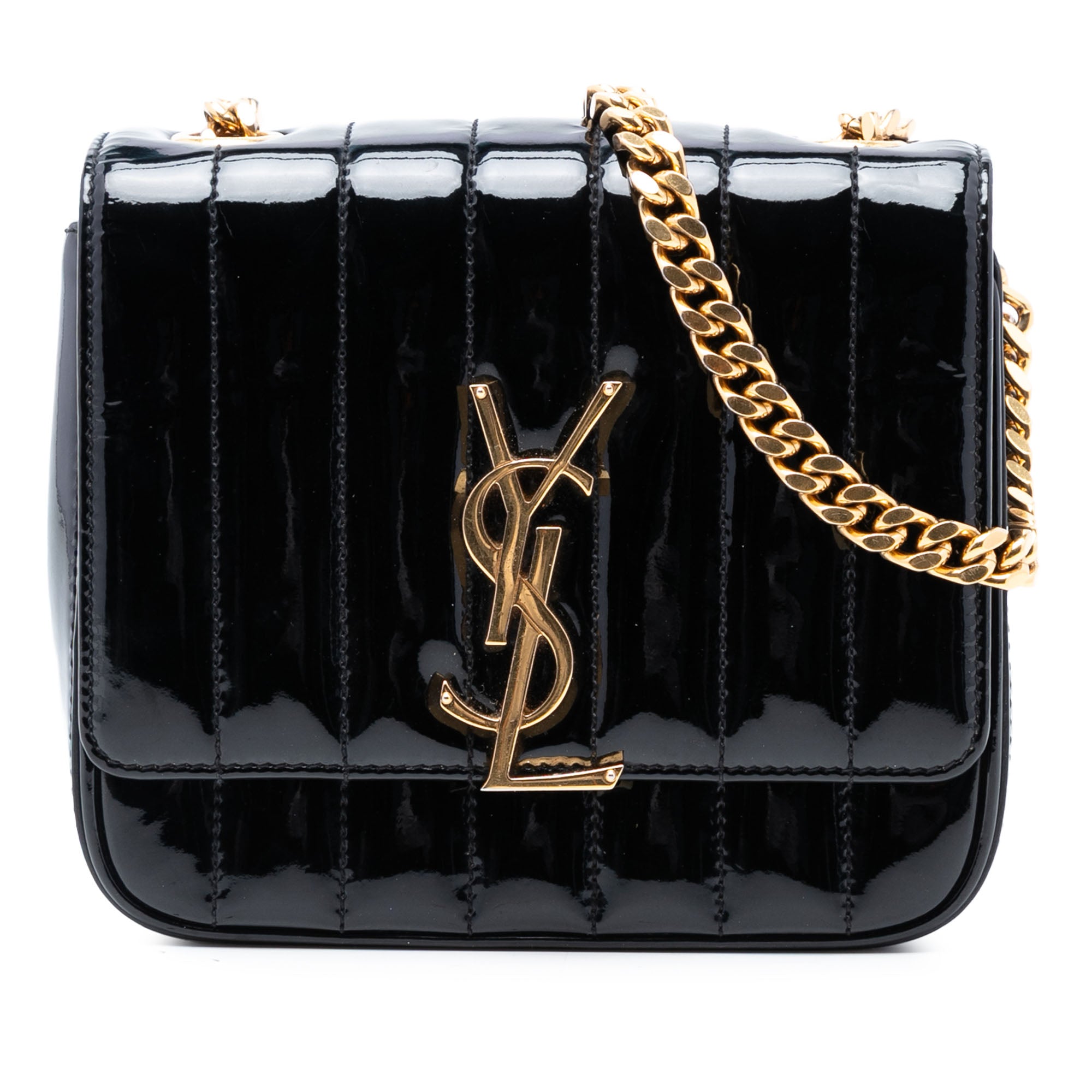 Small Patent Monogram Vicky Chain Bag