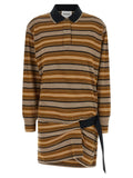 Marant Etoile Striped Cotton Piquet Dress — Brown