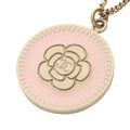 CC Gold Plated and Enamel Camellia Round Pendant Necklace