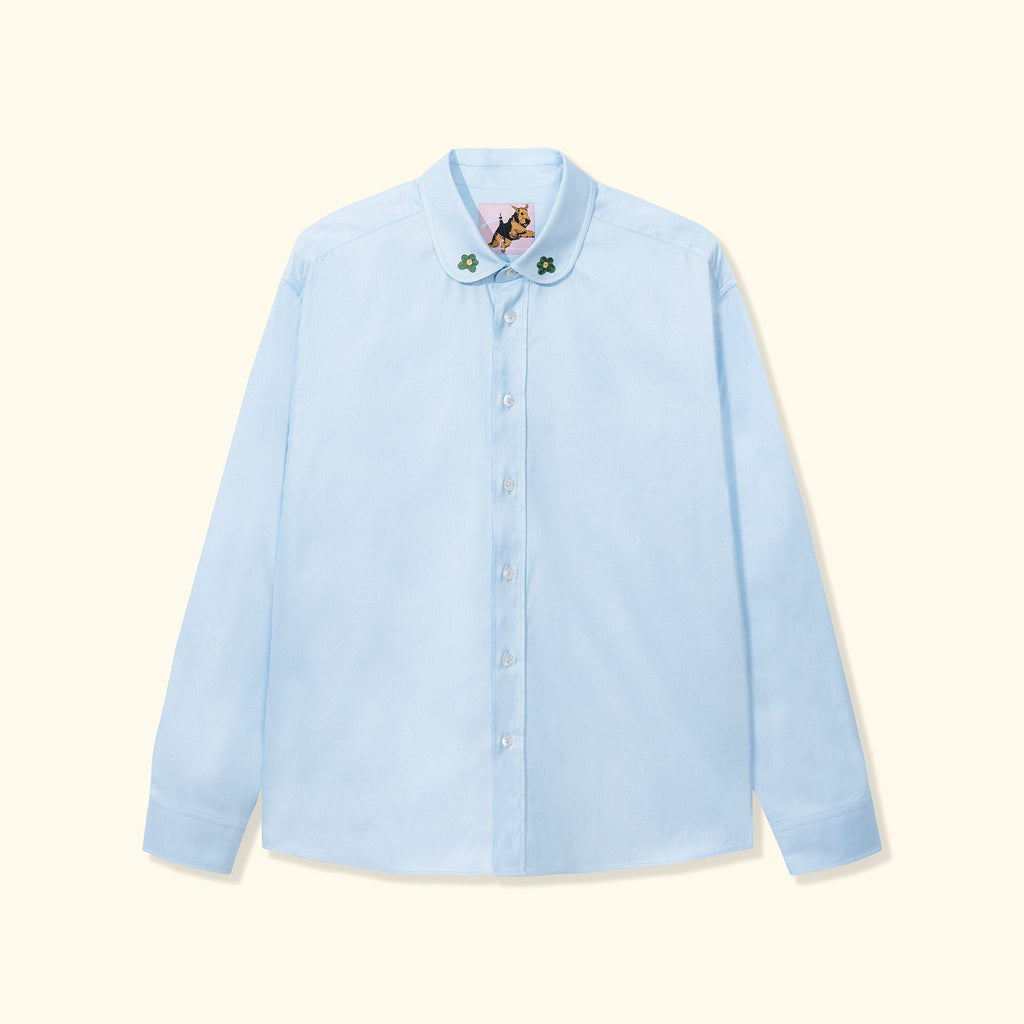 Round Collar Long-Sleeve Blue