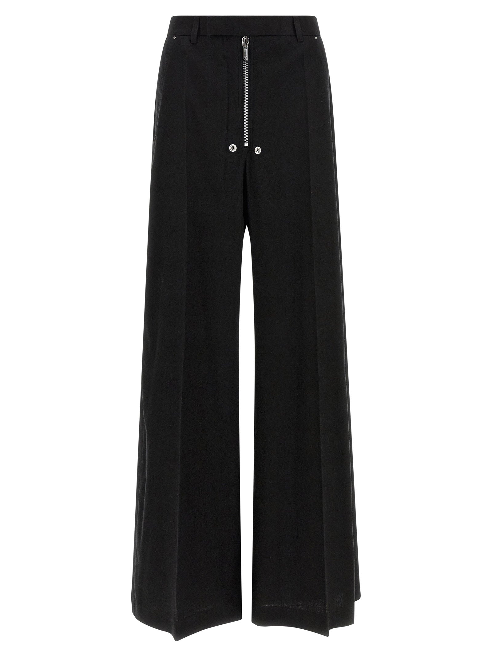 Rick Owens Wool Blend Wide-Leg Trousers — Black