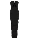 Rick Owens Off-the-Shoulder Wool Gown — Black