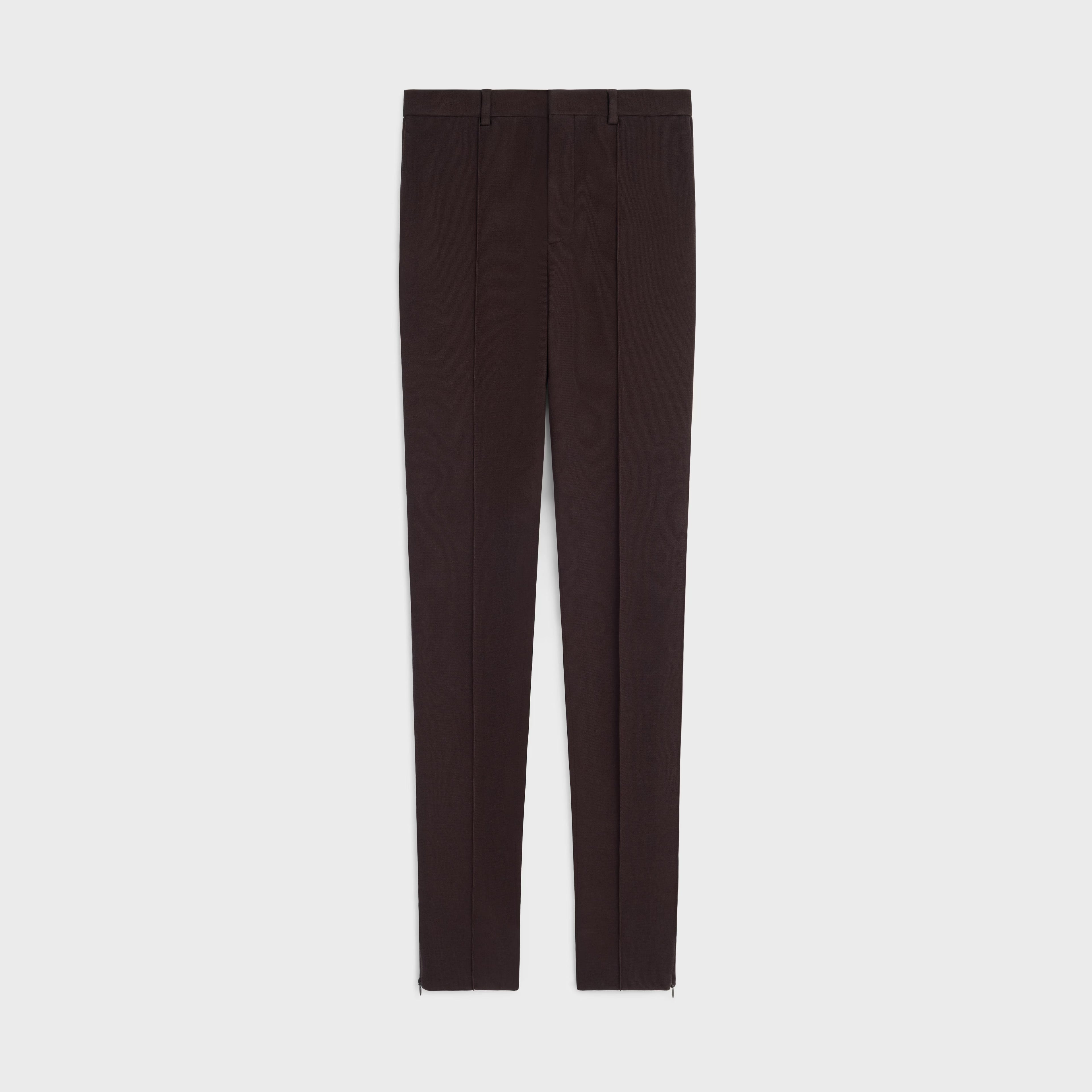 Celine Stretch Wool Gabardine Trousers — Brown