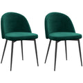 Set of 2 Mid-Back Velvet Dining Chairs for Dining Room, Green