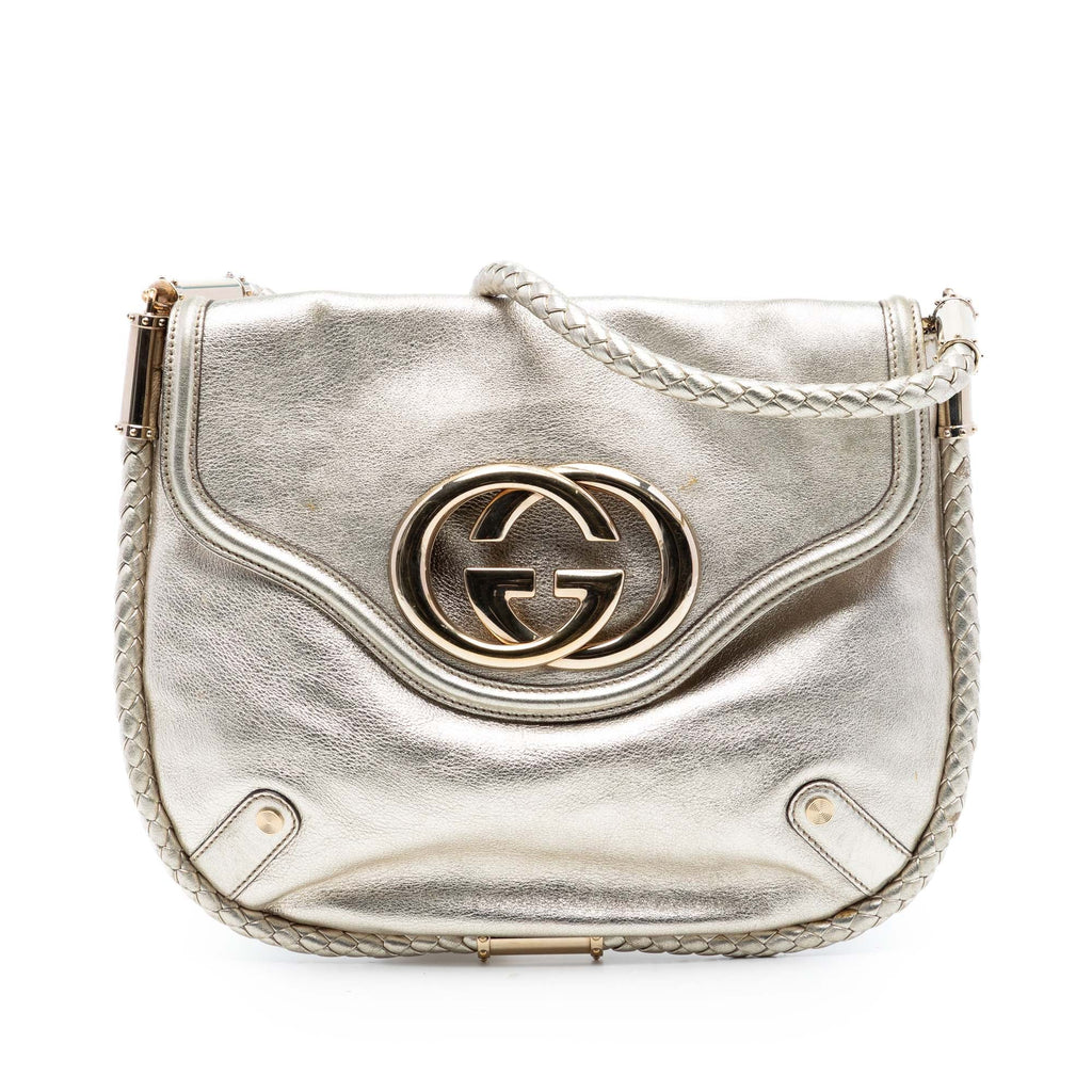 Medium Metallic Calfskin Britt Tassel Flap Shoulder Bag