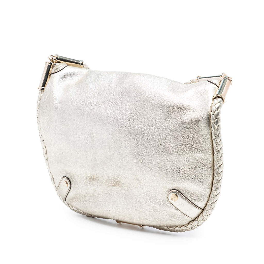 Medium Metallic Calfskin Britt Tassel Flap Shoulder Bag