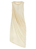 Rick Owens Semi-Transparent Draped Cotton Jersey Tank Top — Cream
