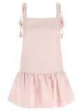 Self-Portrait Taffeta Square-Neck Dress — Pink