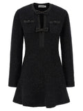 Self-Portrait Sequin-Embellished Knit Mini Dress — Black