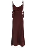 Self-Portrait Satin Crossover Dress — Burgundy