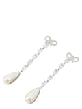 Self-Portrait Bow Pearl Droplet Earrings — White