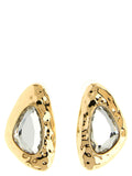Self-Portrait Hammered Gold Crystal Earrings — Gold