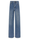 Self-Portrait Rhinestone-Embellished Straight-Leg Jeans — Blue