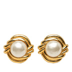 Gold Plated Faux Pearl Clip On Earrings