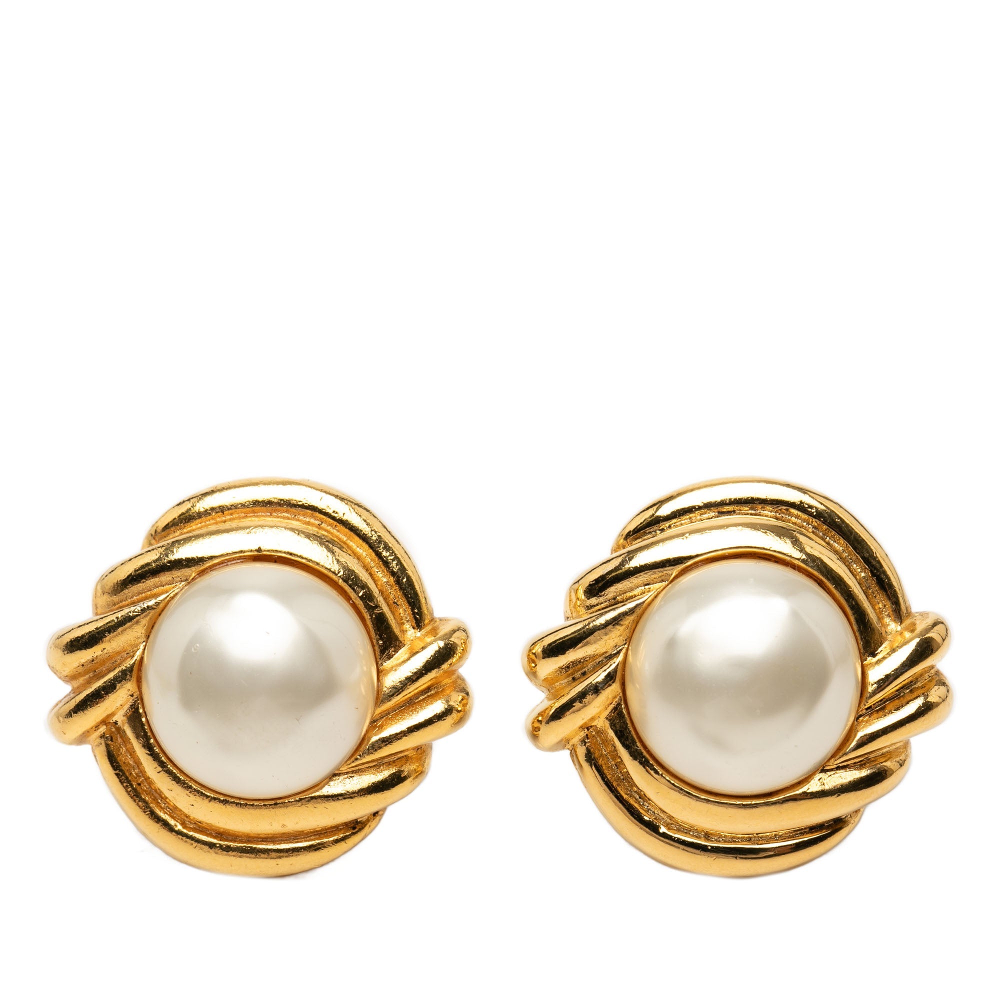 Gold Plated Faux Pearl Clip On Earrings
