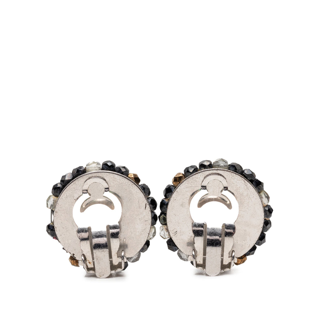 Beaded Round Clip On Earrings