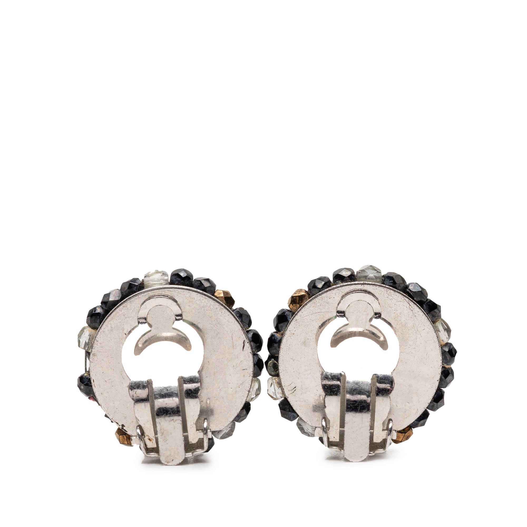 Beaded Round Clip On Earrings