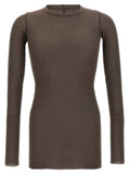 Rick Owens Ribbed Viscose and Silk Blend T-shirt — Brown