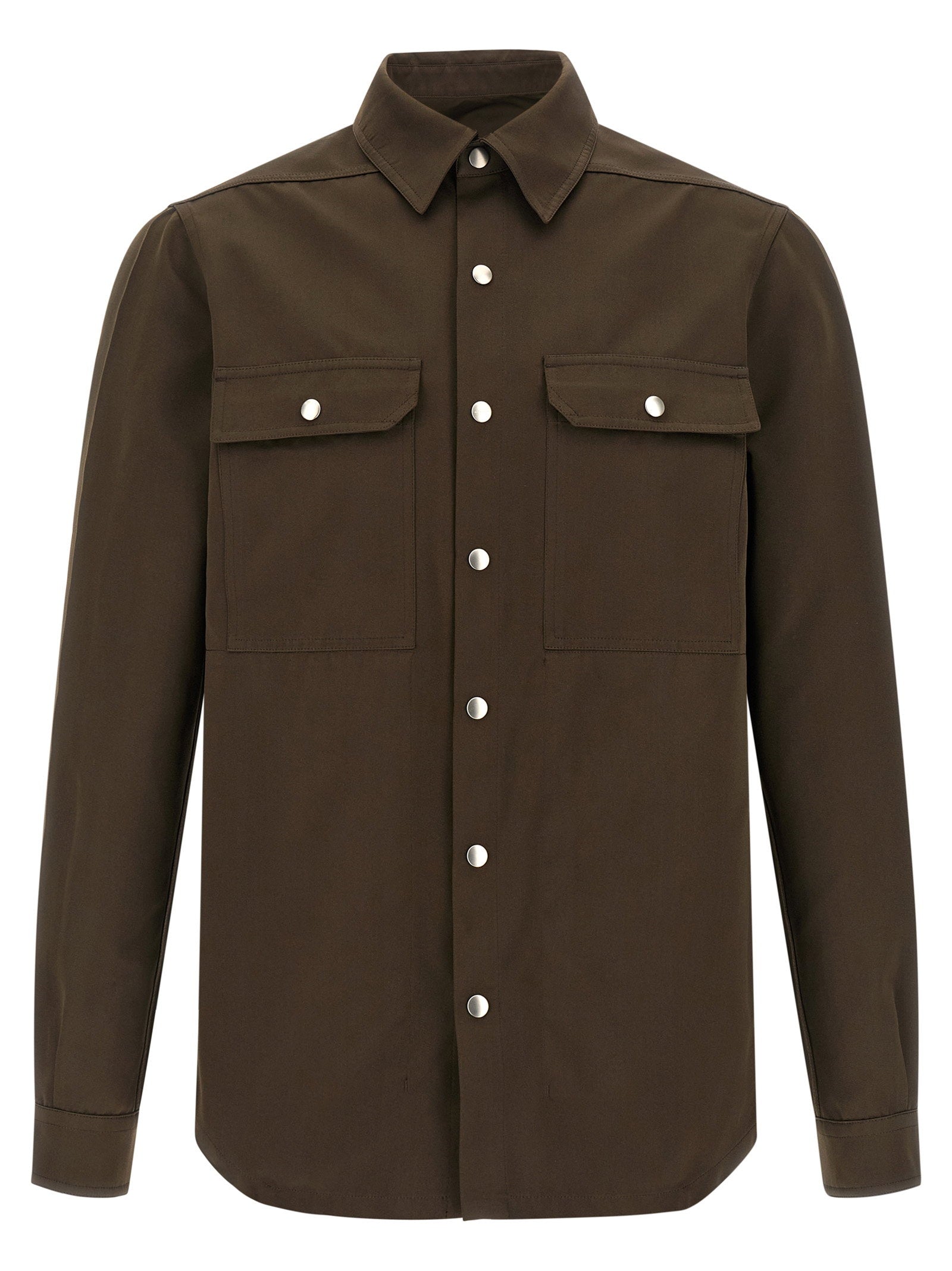 Rick Owens Satin-Effect Technical Fabric Overshirt — Brown