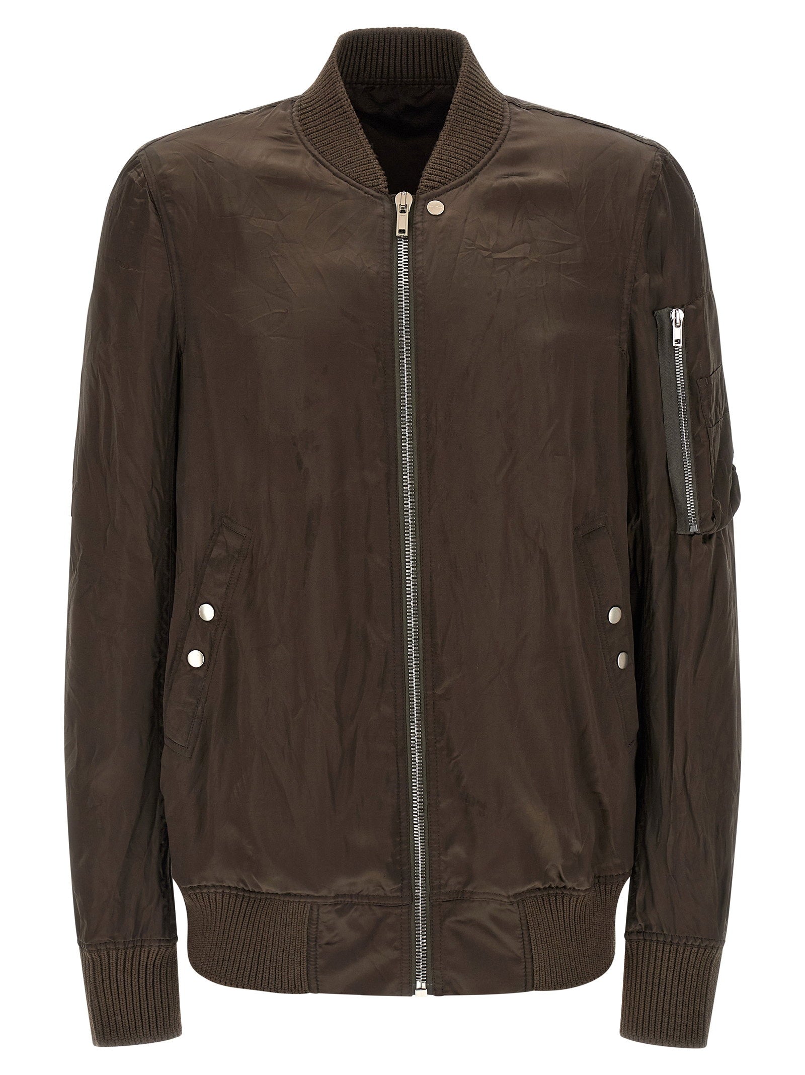 Rick Owens Padded Nylon Bomber Jacket — Brown