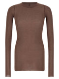 Rick Owens Ribbed Viscose-Silk Blend T-shirt — brown