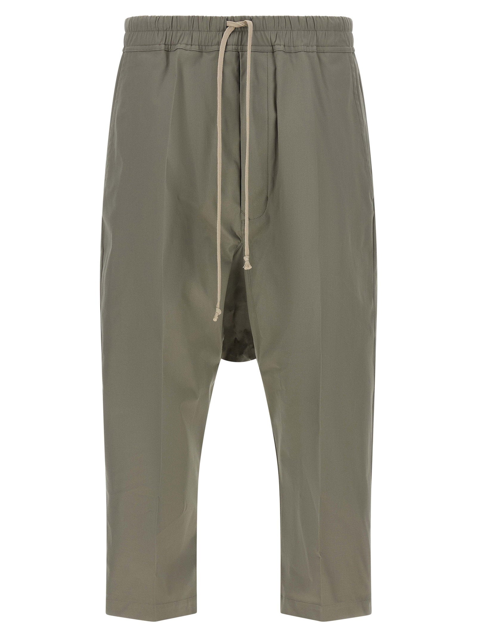 Rick Owens Drawstring Cropped Trousers — Sage Green