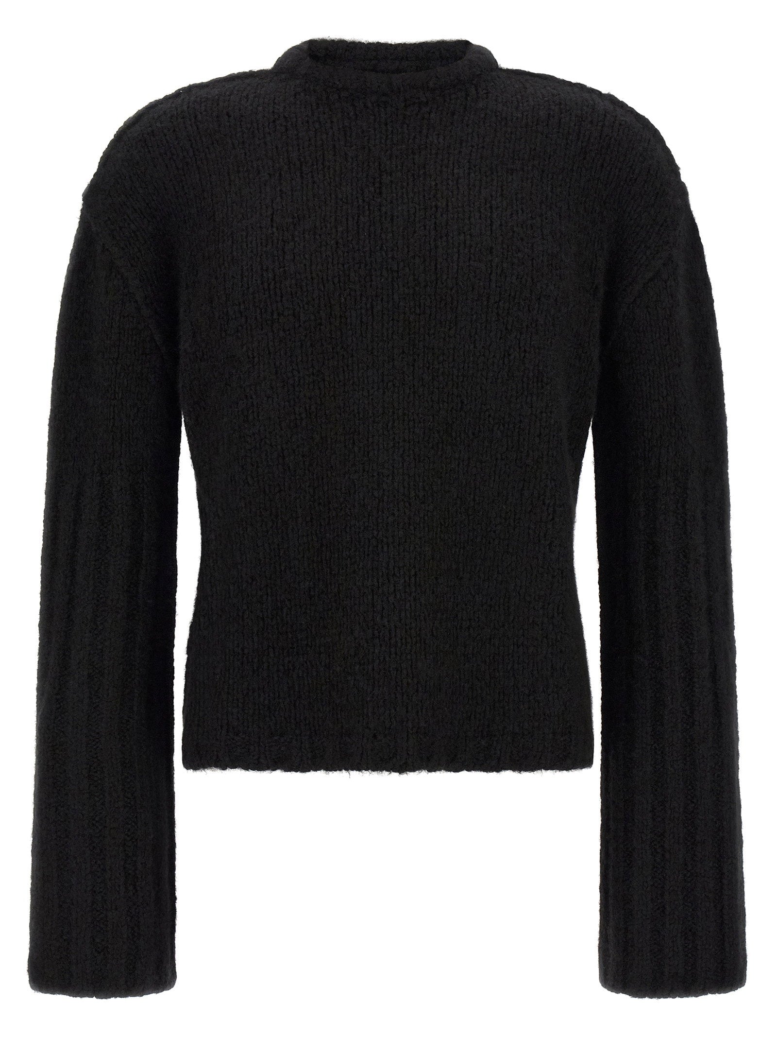 Rick Owens Cashmere-Silk Blend with Megarib Sleeves Sweater — Black
